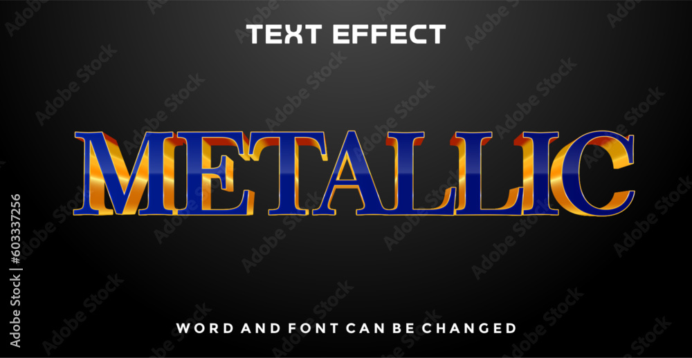 Fototapeta premium Metallic text style effect editable