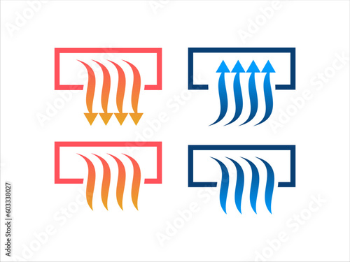 Heating and cooling hvac logo design vector illustration