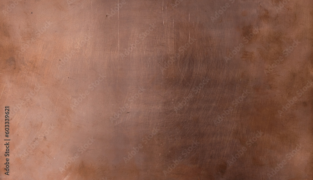 Copper sheet. Copper background for design. Different natural lighting.  Scratches. Fingerprints.