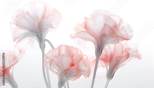 Carnation flowers' delicate petals are beautifully showcased through a glass texture that is clean and transparent, making it a perfect fit for a background Generative AI