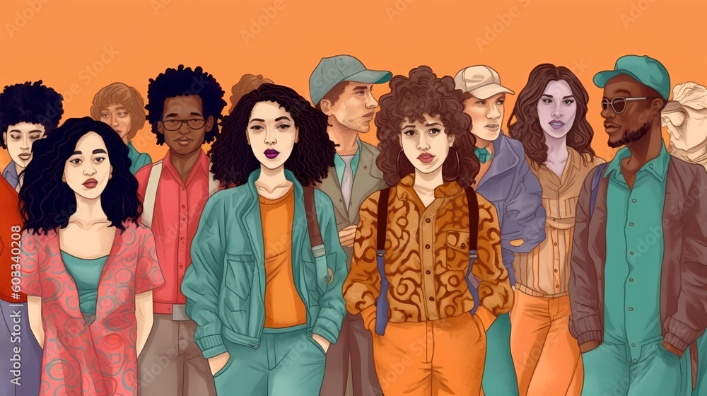 Illustration Of Diverse Individuals Representing Generation Z. The 