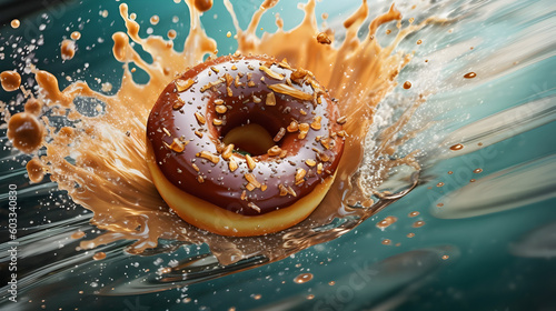 Donuts and splashing coffee 