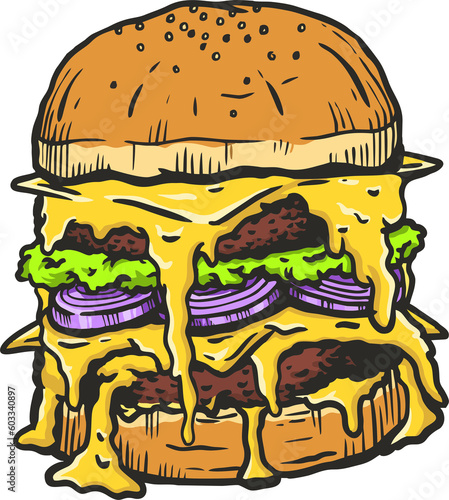 illustration hamburger cartoon