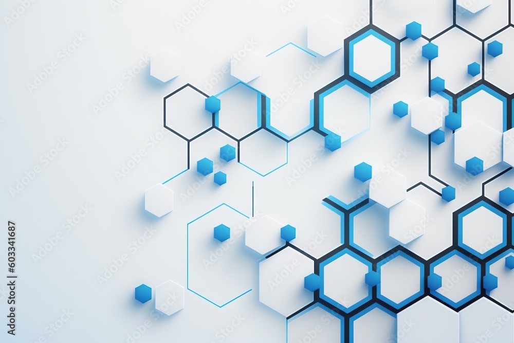 white background with blue tech hexagonswhite background with blue tech hexagons