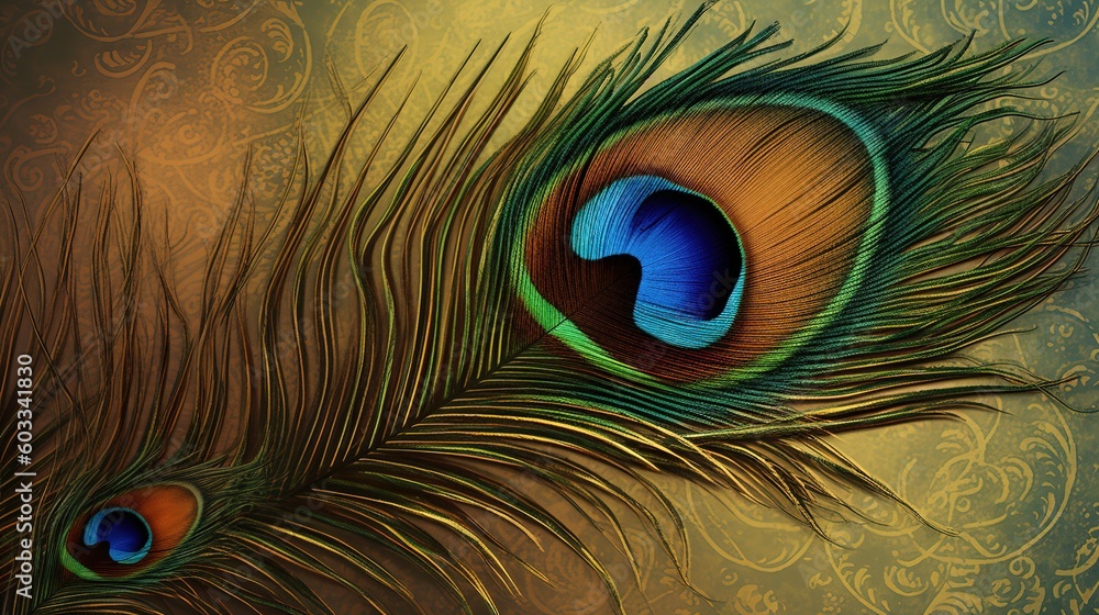 Obraz premium Peacock feather divine background photo