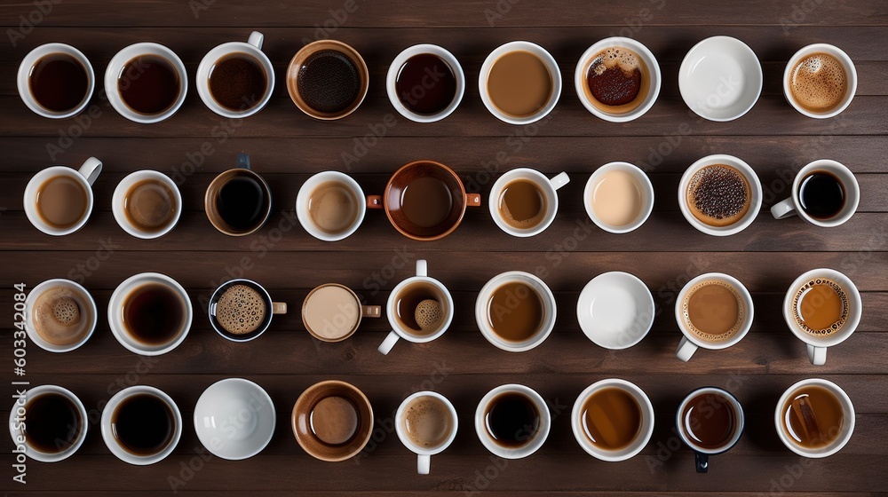 background featuring a beautiful knolling of cups of coffee background featuring a beautiful knolling of cups of coffee