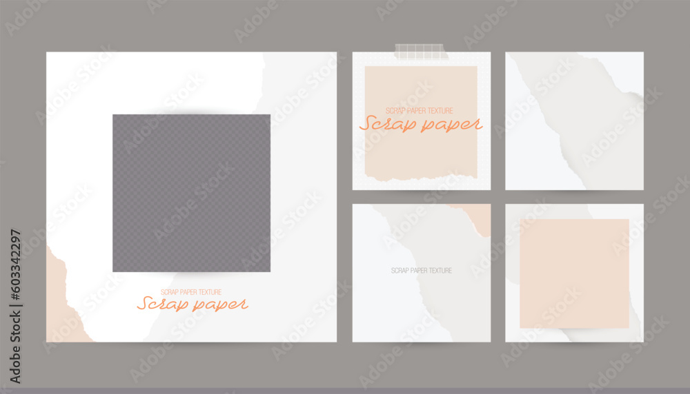 ripped tear tearing paper background template for beauty fashion ad. simple minimal nude beige neutral vector graphic layout design