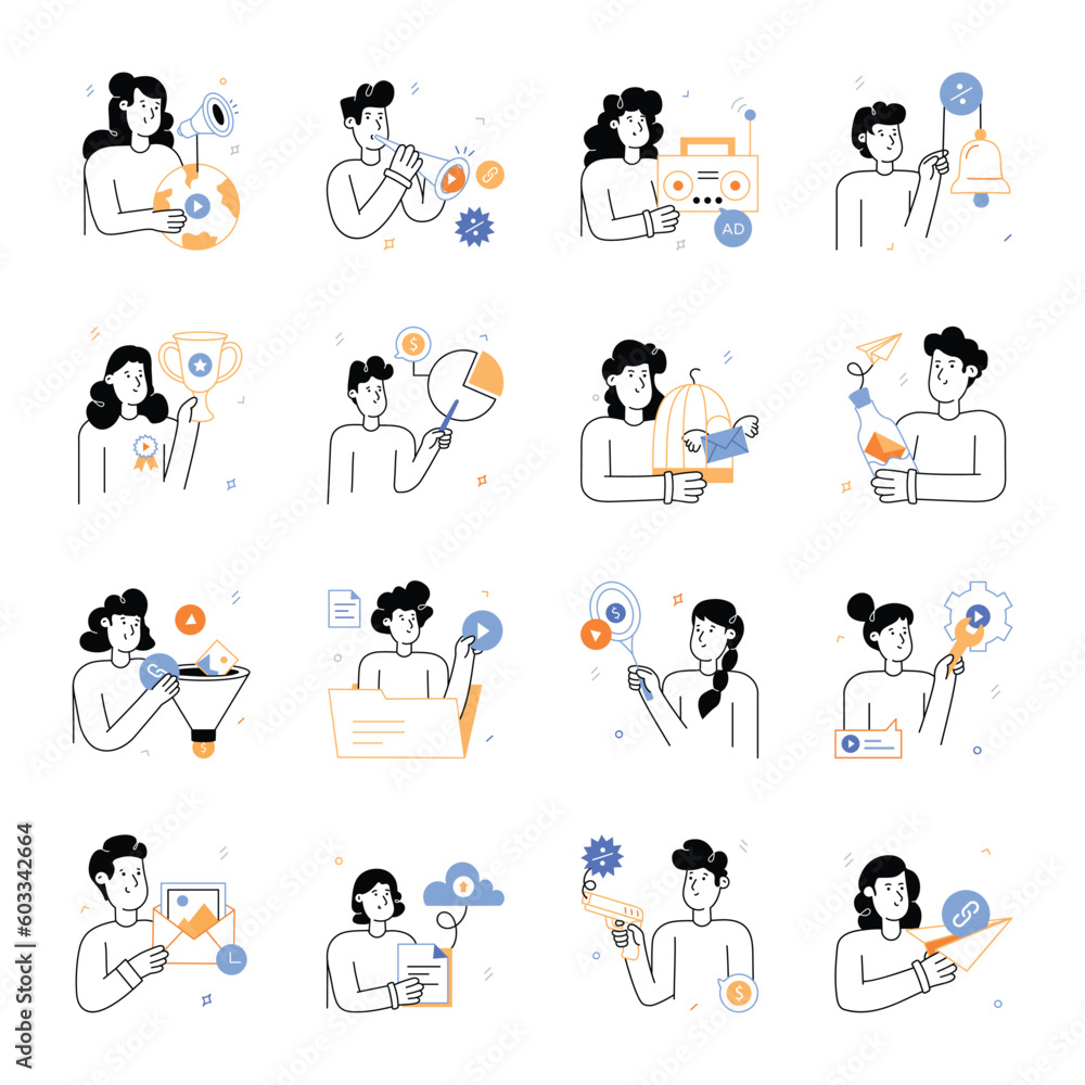 A Pack of Hand Drawn Marketing Techniques Illustrations
A Pack of Hand Drawn Marketing Techniques Illustrations