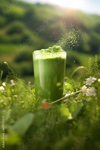 Green herbal health shake, craeted eith generative AI tools.