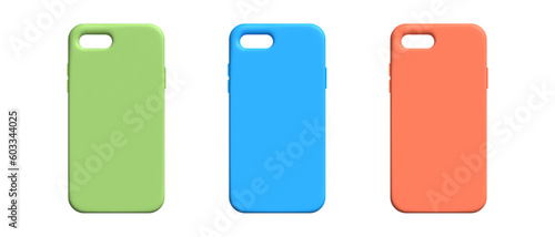 Mobile phone colorful cover vector mockup. Template silicone cases for smartphones. Mobile phone accessories with shadow