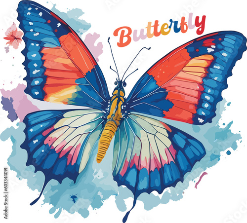 watercolor butterfly t shirt design illustration 