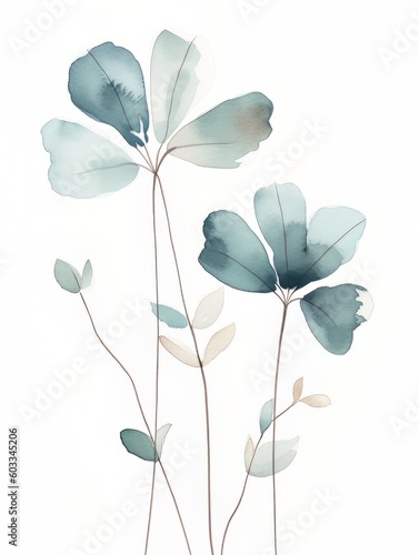 A floral illustration of flowers with leaves with Generative AI technology