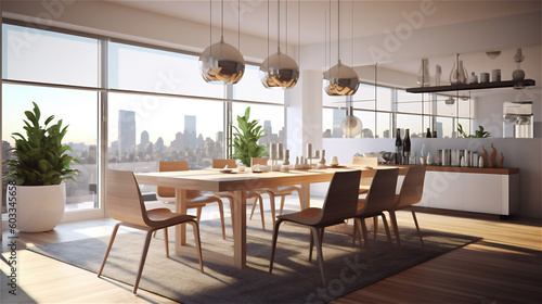 Generative AI, Serene Simplicity: A Minimalist Dining Room Design © icehawk33