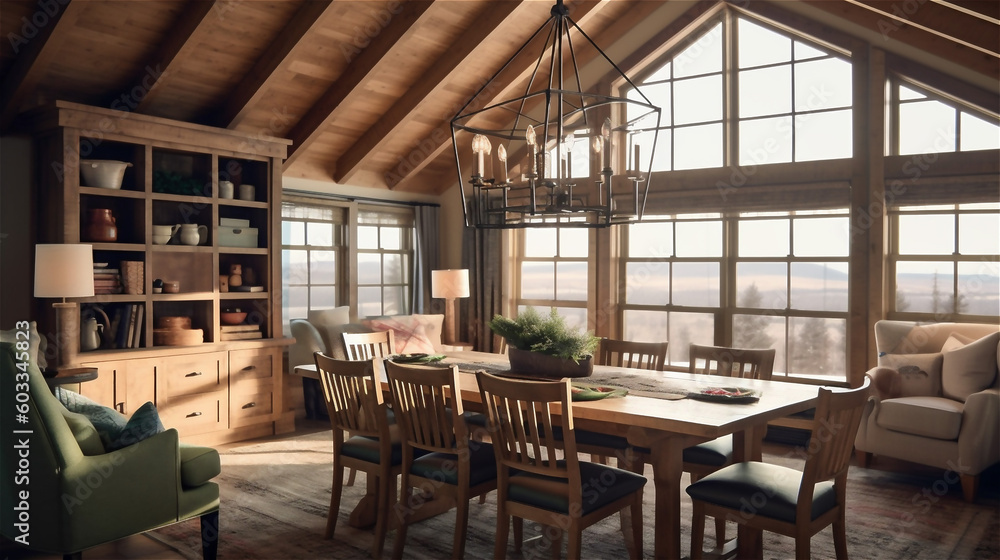 Generative AI, Cozy Modern Farmhouse Dining Room