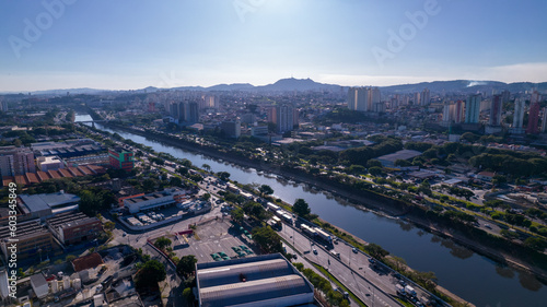 Aerial view of the Barra Funda neighborhood, on Marginal Tietê in São Paulo, Brazil. Avenue that crosses the city