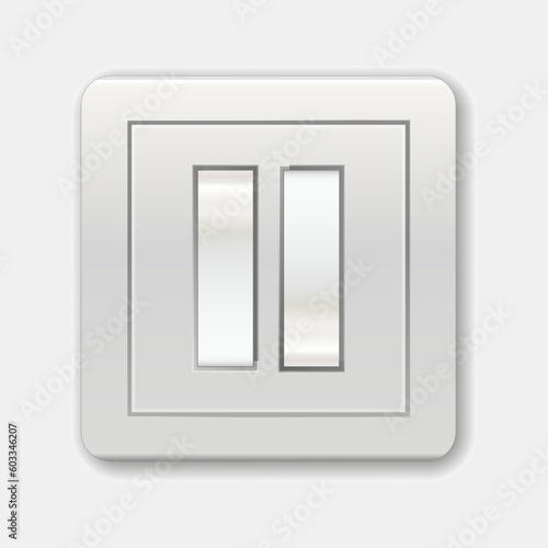 Realistic toggle switch on or off. Switch for control electric light. Switch minimalist style isolated on a white background. Switches for light. Realistic toggle switches in on and off positions
