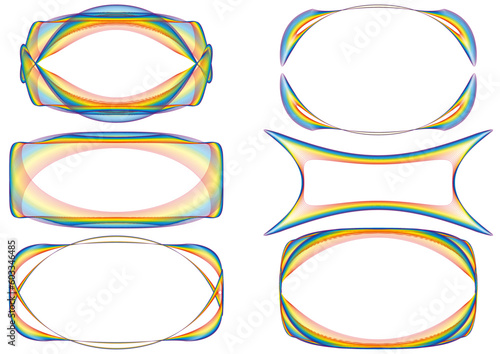 カラフルなレインボーカラーのライン　フレームセット