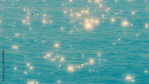 【夏】海の波がきらきらと反射しながら流れる風景　スローモーション	