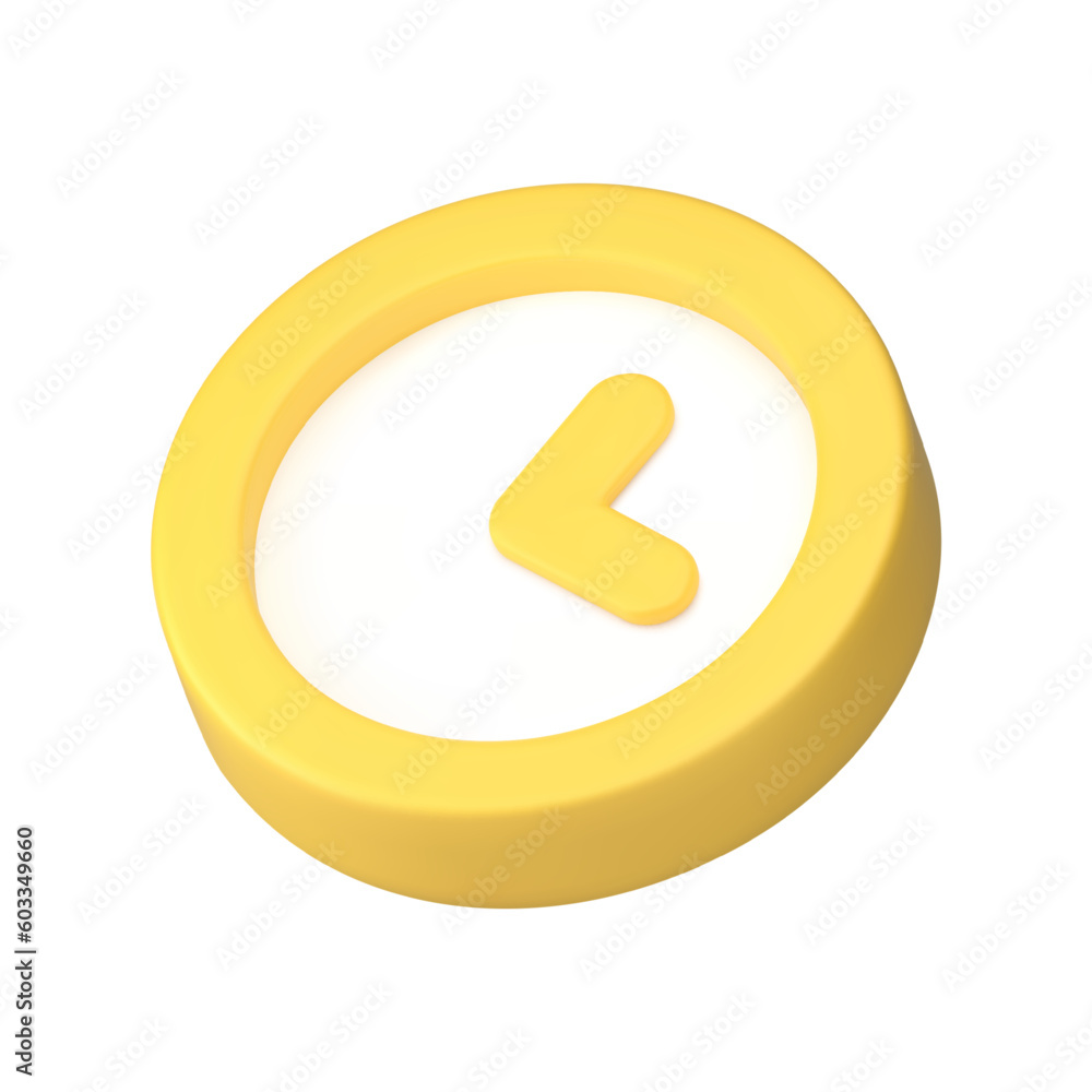 Alarm clock yellow wall watch for time measurement countdown checking isometric 3d icon vector Alarm clock yellow wall watch for time measurement countdown checking isometric 3d icon vector