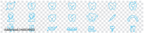 Dental thin icons collection vector set