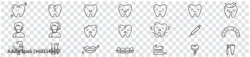 Dental thin icons collection vector set