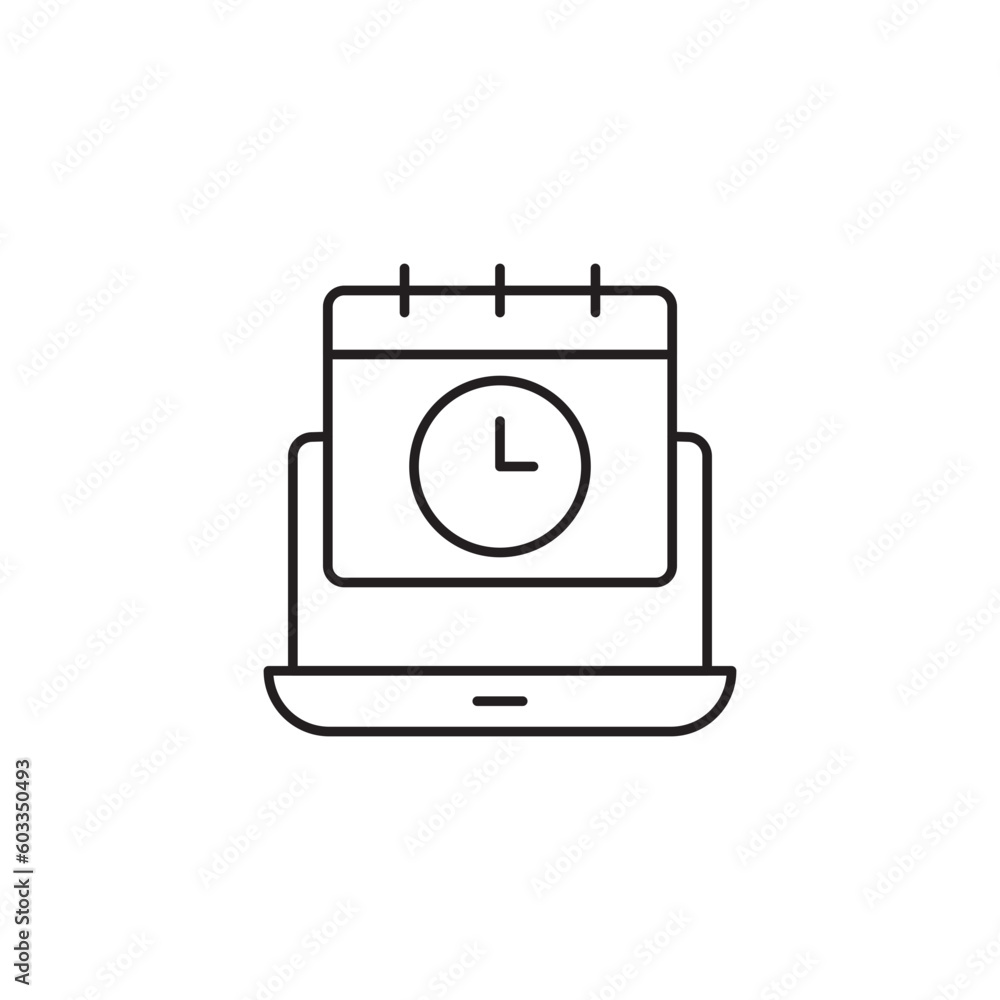 Calendar on Screen Icon - Minimalist Line Art Icon Calendar on Screen Icon - Minimalist Line Art Icon