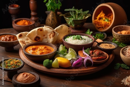Food illustration of authentic Indian cuisine. AI generated