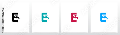 Faucet Pipes Letter Logo Design E