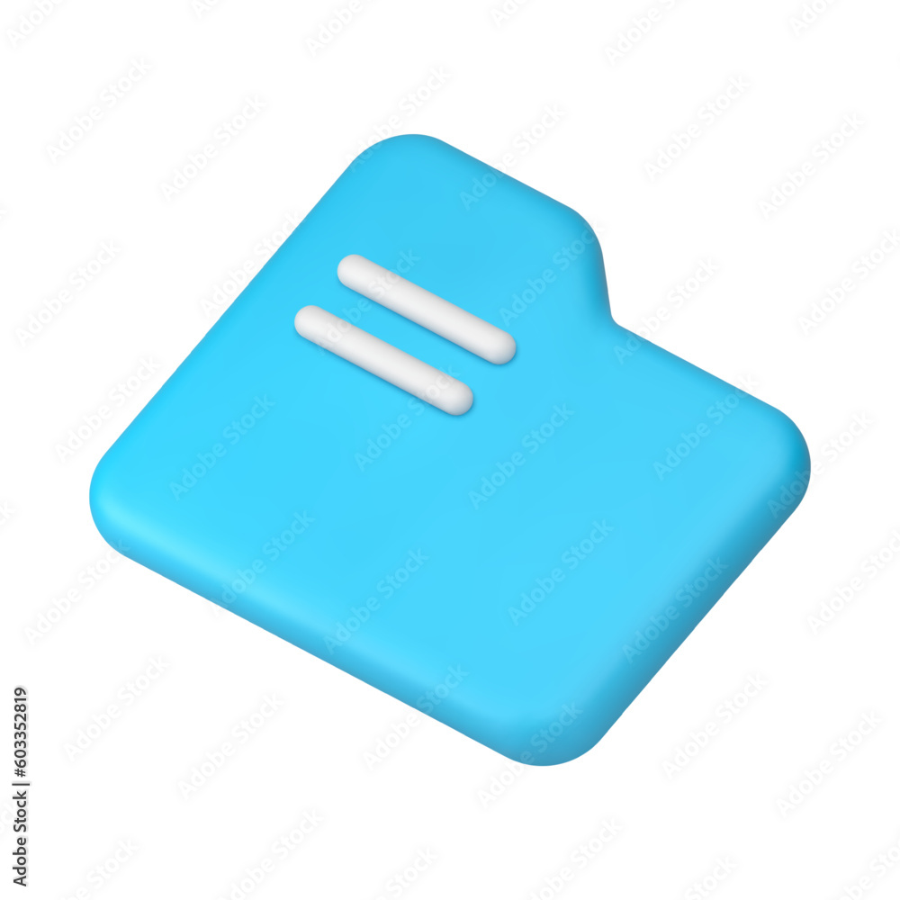 Blue folder data storage organizing digital archive web directory 3d icon realistic vector Blue folder data storage organizing digital archive web directory 3d icon realistic vector