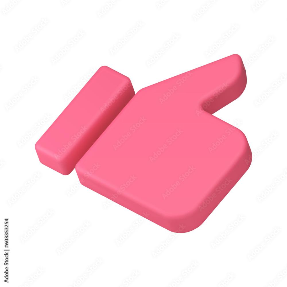 Pink thumb up cool 3d icon positive confirmation like best choice solution realistic vector Pink thumb up cool 3d icon positive confirmation like best choice solution realistic vector