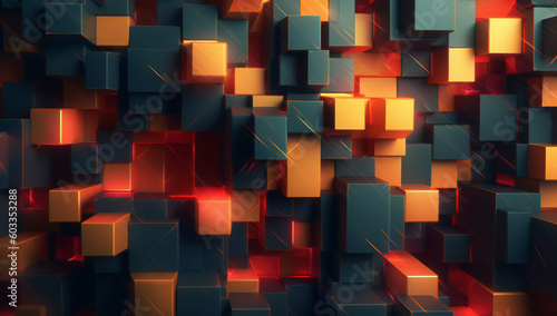 abstract background with red and orange cubes