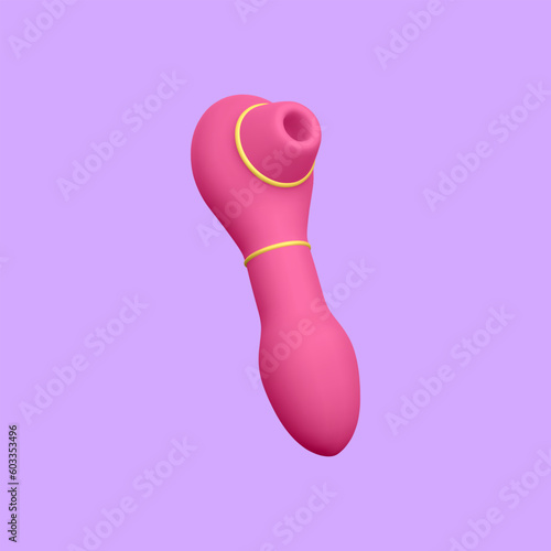 3d realistic clitoral stimulator isolated on light background. Sex shop banner with sex toys for women. Vector illustration