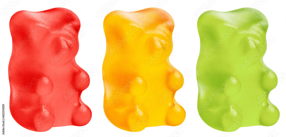 Multicolor collection of jelly gummy bears, cut out Multicolor collection of jelly gummy bears, cut out