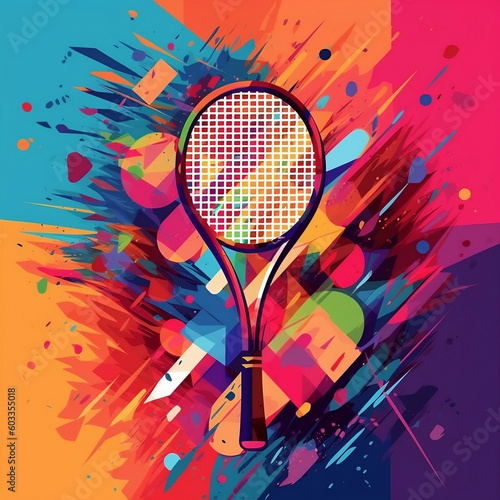 Tennis Colorful, racquet,  abstract background