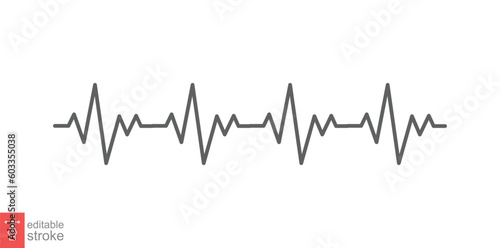 Heart cardiogram icon. Simple outline style. Heartbeat, pulse, ecg, ekg, electrocardiogram, medical concept. Thin line symbol. Vector illustration isolated on white background. Editable stroke EPS 10.