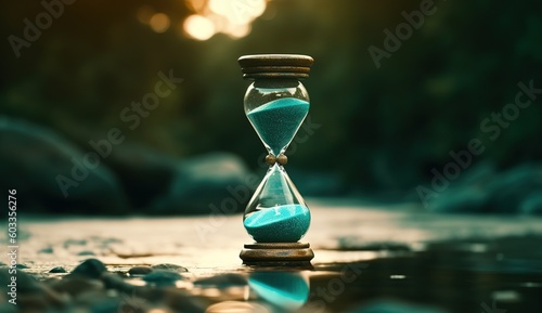 Sand passes through the hourglass light bulbs, measuring the elapsed time counting down to the deadline