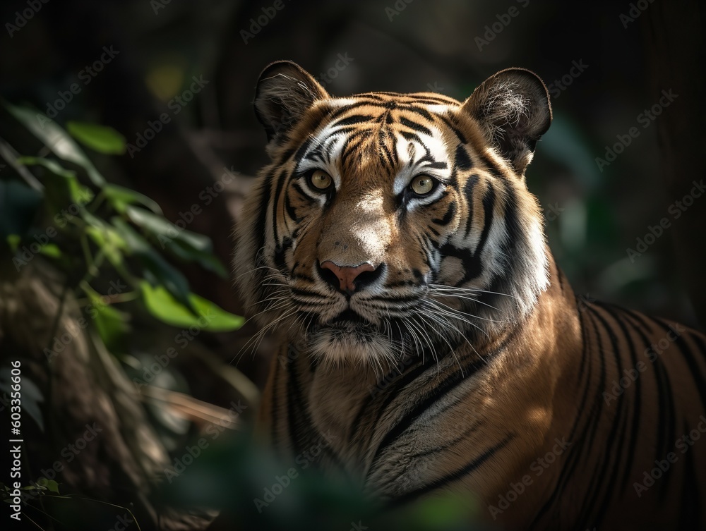 The Regal Posture of the Bengal Tiger in Jungle The Regal Posture of the Bengal Tiger in Jungle
