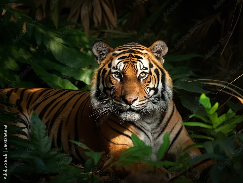 The Regal Posture of the Bengal Tiger in Jungle The Regal Posture of the Bengal Tiger in Jungle