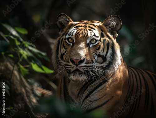 The Regal Posture of the Bengal Tiger in Jungle