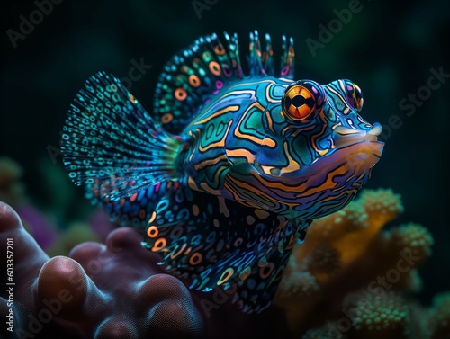 The Vibrant Hues of the Mandarin Fish in Coral Reefs © VisualMarketplace