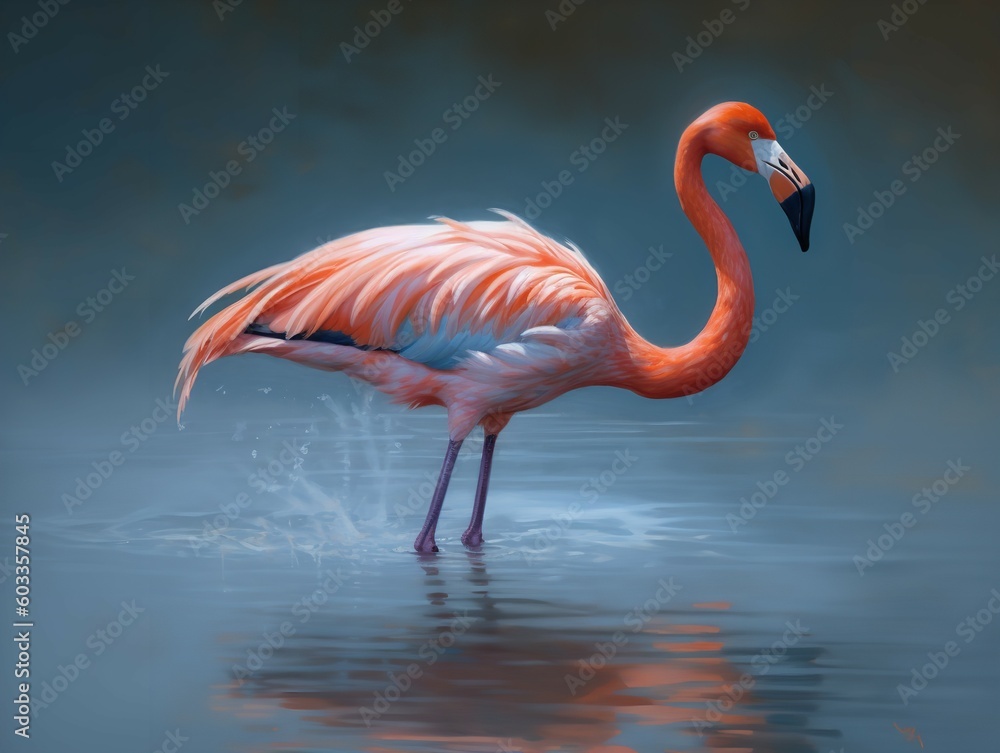 The Delicate Grace of the Flamingo in Serene Waters The Delicate Grace of the Flamingo in Serene Waters