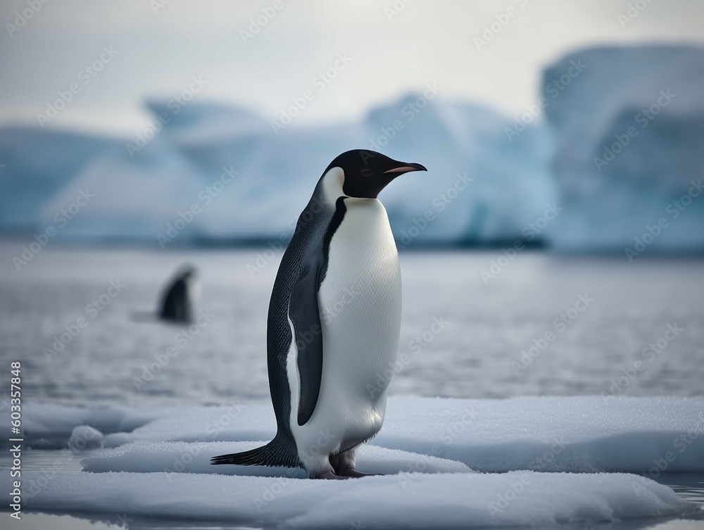 Fototapeta premium The Stately March of the Emperor Penguin in Antarctica