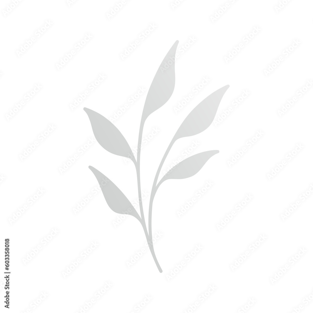 White grass stem foliage tree branch elegant decorative element for composition 3d icon vector White grass stem foliage tree branch elegant decorative element for composition 3d icon vector