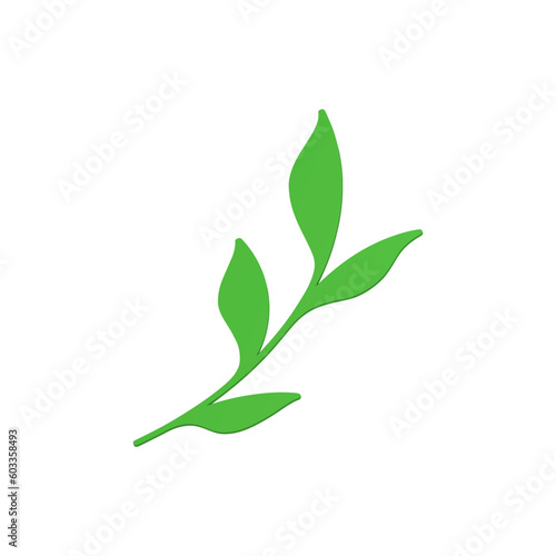 Green tree branch wooden stem with leaves ecology natural flora botanical 3d icon realistic vector