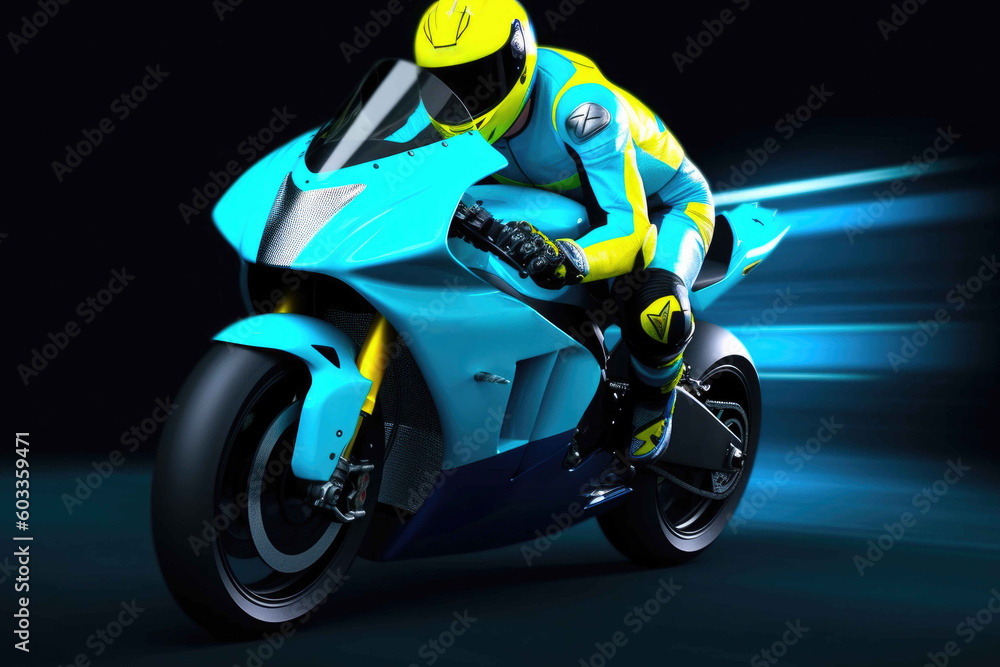 Moto racer, extreme sport. Generative AI