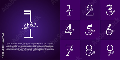 set of anniversary logotype white color for special celebration event