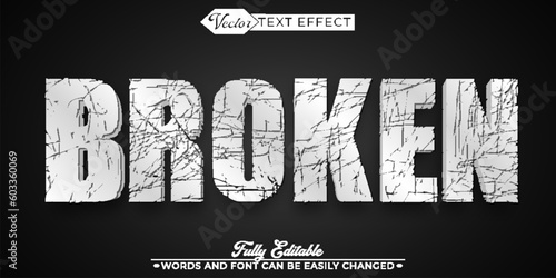 White Broken Vector Editable Text Effect Template