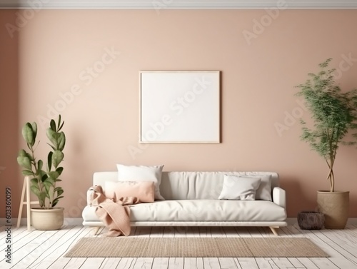 modern living room, pastel with ai generated technology