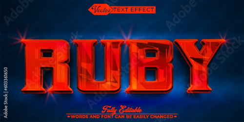 Red Shiny Gems Ruby Vector Editable Text Effect Template