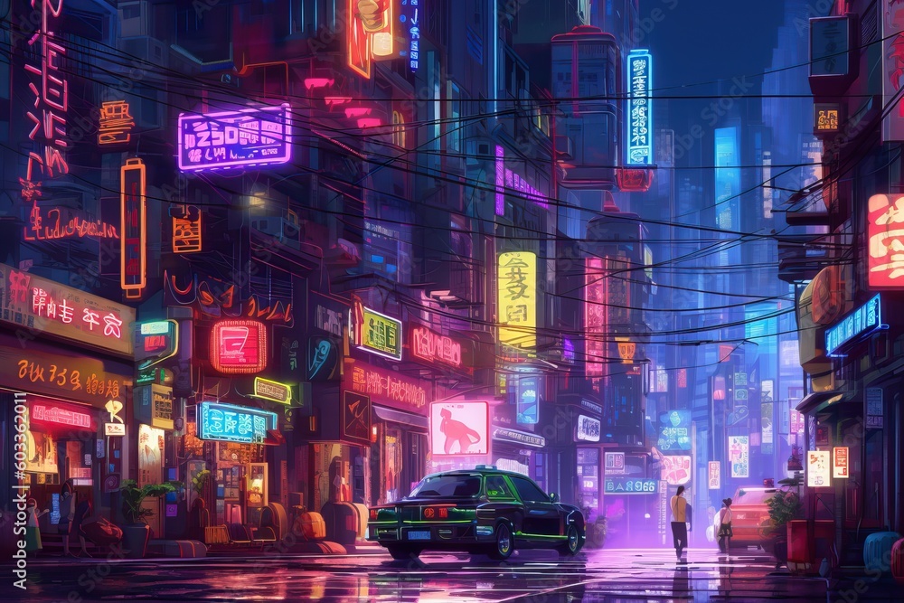 Neon night city	
